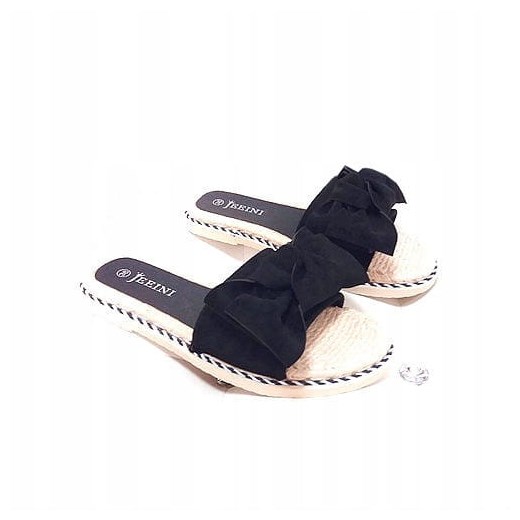 KLAPKI espadryle kokarda czarne eco ZAMSZ KBU383 Jeeini 38 onaion58