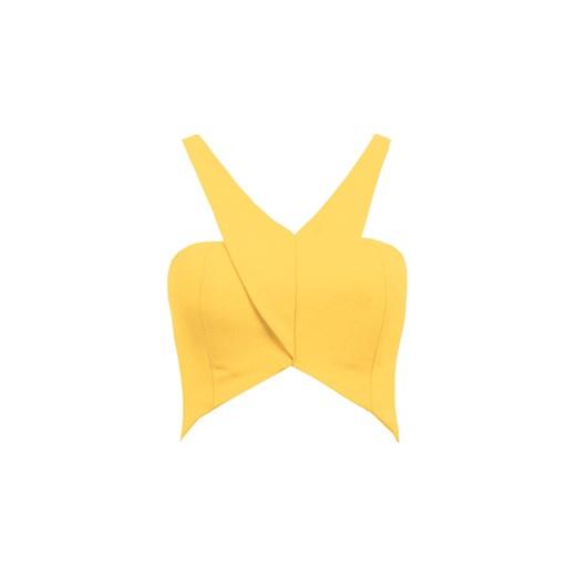 BRALET CROP TOP PLEATED FRONT ZIP ŻÓŁTY monashe-pl zolty Biustonosze
