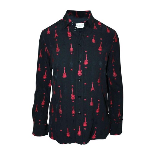 Guitar Embroidered Blouse -Pre Owned Condition Very Good Saint Laurent Vintage 34 okazja showroom.pl
