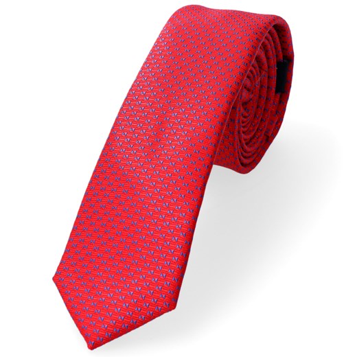 Krawat Wąski Czerwony Z Delikatnym Wzorem Drobnych Trójkącików Junco Occhiscuri Dobrze Dodane Dobrze Dodane