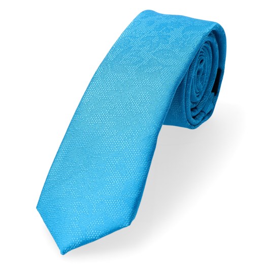 Krawat Wąski Niebieski Cyjan Motyw Wzór Paisley Maialetto Dobrze Dodane Dobrze Dodane