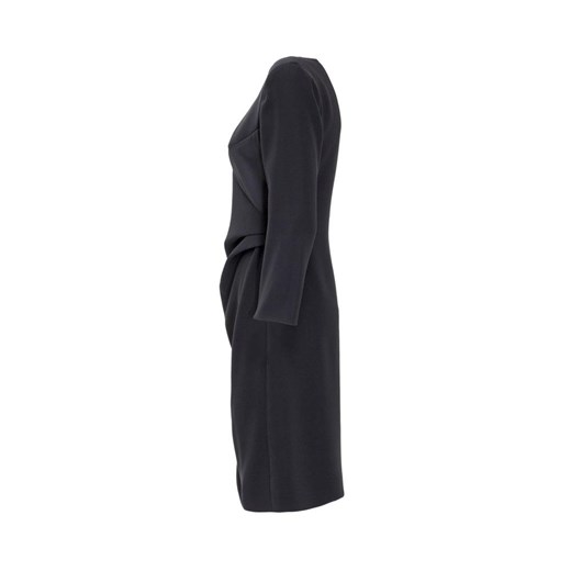 Sukienka granatowa Emporio Armani z długim rękawem mini w serek prosta 