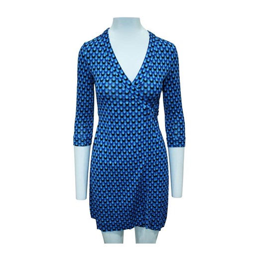 Printed Wrap Dress -Pre Owned Condition Very Good Diane Von Furstenberg Vintage 2XS okazyjna cena showroom.pl