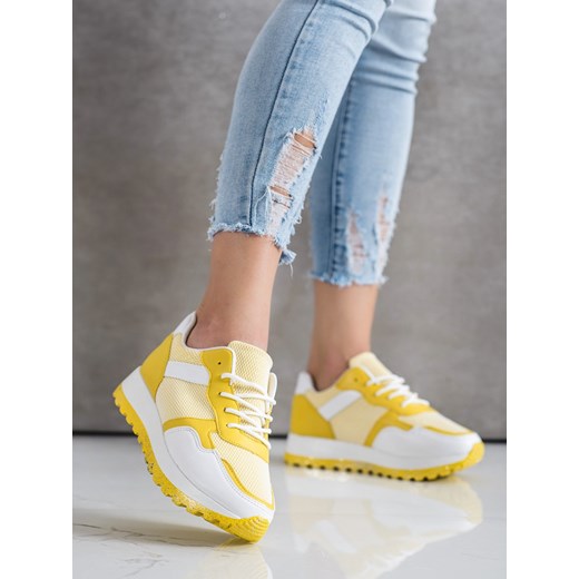 Buty sportowe damskie CzasNaButy sneakersy żółte na platformie 