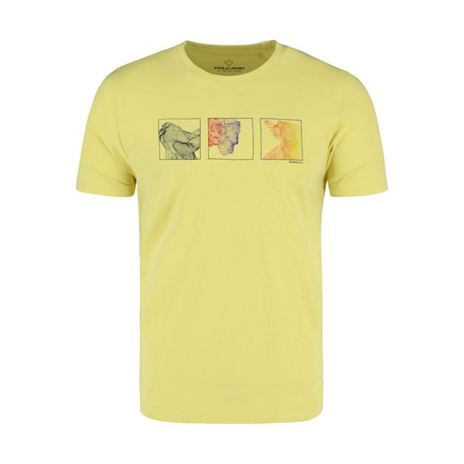 Żółty t-shirt męski Volcano z krótkim rękawem 