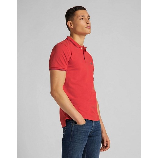 T-shirt męski czerwony Lee z krótkim rękawem 