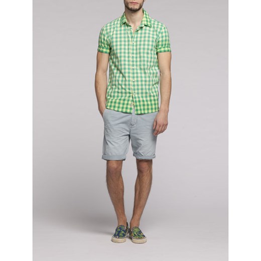 short-sleeved checkered shirt with bleach effect  scotch-soda zielony szorty