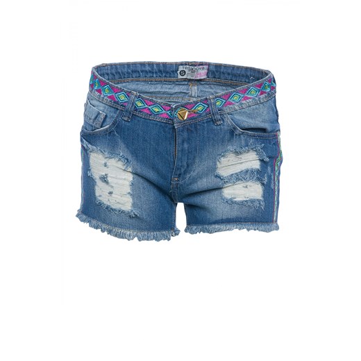 Denim shorts with embroidery terranova niebieski denim