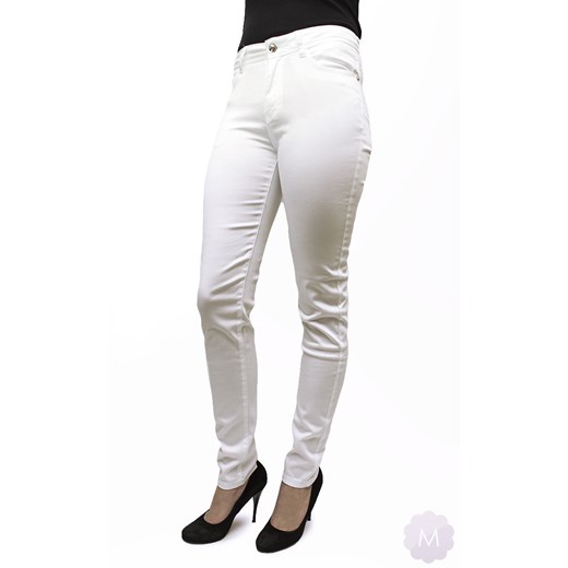 Białe spodnie jeansowe rurki z wyższym stanem mercerie-pl bialy jeans