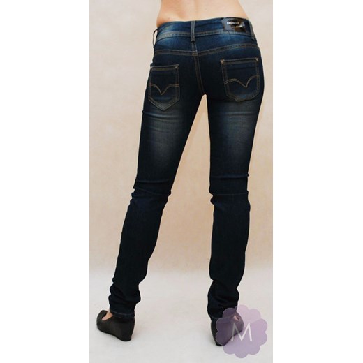 Spodnie rurki jeansowe ciemne wycierane na dwa guziki mercerie-pl czarny guziki