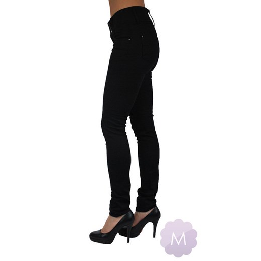 Elastyczne czarne spodnie jeansowe rurki biodrówki mercerie-pl czarny elastyczne