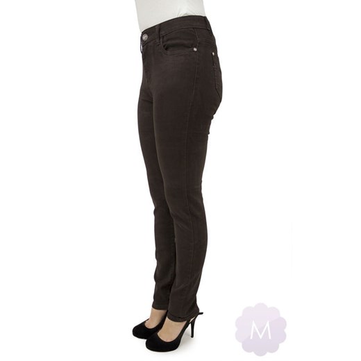 Brązowe spodnie jeansowe lekko zwężane z wyższym stanem mercerie-pl czarny Spodnie