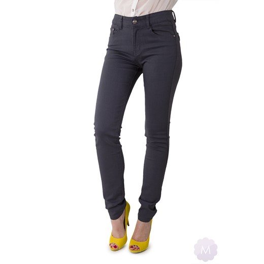 Damskie spodnie jeansowe rurki z wyższym stanem stalowe mercerie-pl czarny damskie