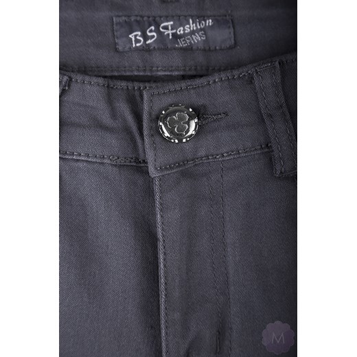 Damskie spodnie jeansowe rurki z wyższym stanem stalowe mercerie-pl szary Spodnie