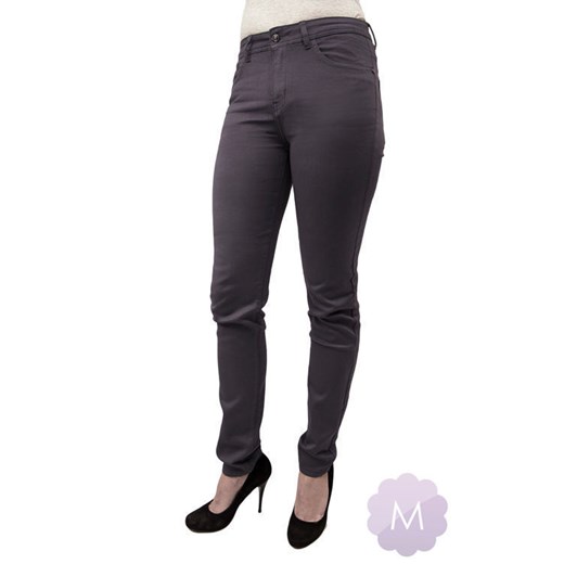 Szare elastyczne spodnie jeansowe rurki z wyższym stanem mercerie-pl czarny elastyczne