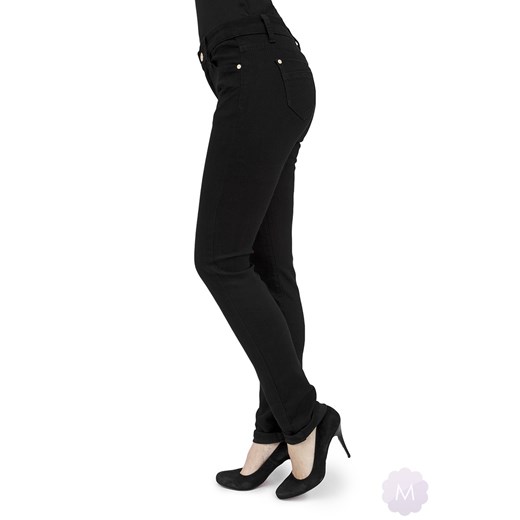 Czarne damskie spodnie jeansowe z prostą nogawką z wyższym stanem mercerie-pl czarny jeans