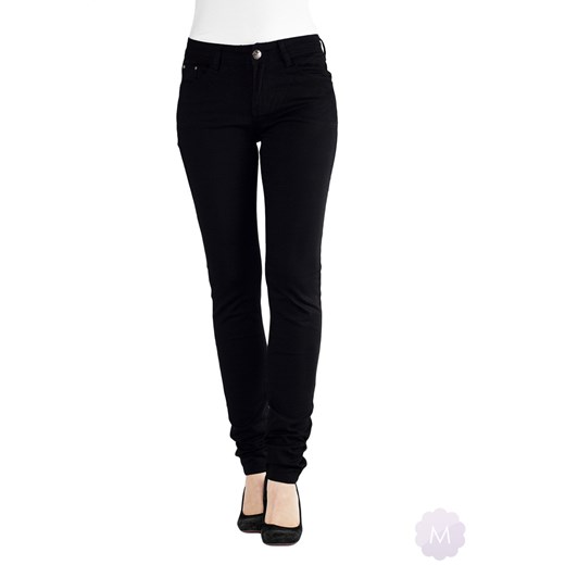 Czarne spodnie rurki jeansowe z wyższym stanem firmy Vavell mercerie-pl czarny jeans