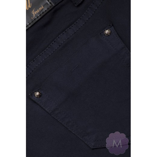 Elastyczne spodnie jeansowe rurki z wyższym stanem granatowe mercerie-pl  Spodnie