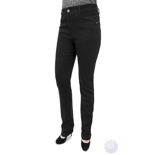 Damskie czarne spodnie jeansowe z prostą nogawką  z wysokim stanem mercerie-pl czarny damskie
