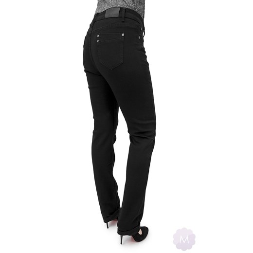 Damskie czarne spodnie jeansowe z prostą nogawką  z wysokim stanem mercerie-pl czarny minimalistyczne