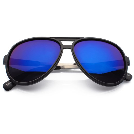 Okulary Przeciwsłoneczne Pilotki / Aviator Lustrzanki Niebieskie 0319 born86 niebieski elegancki