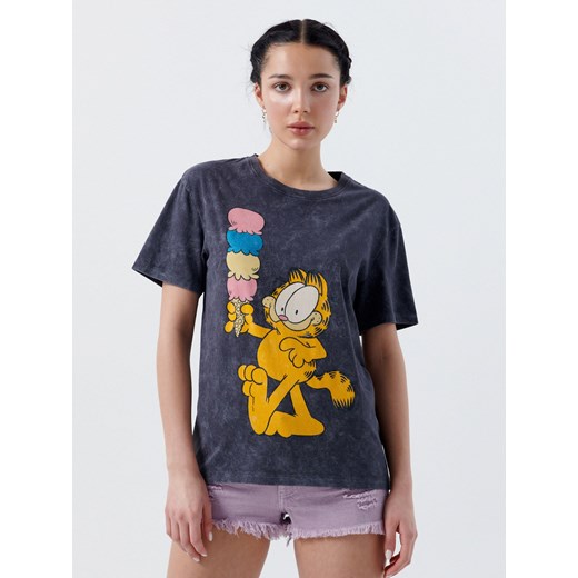 Cropp - Koszulka  z efektem sprania Garfield - Szary Cropp S Cropp