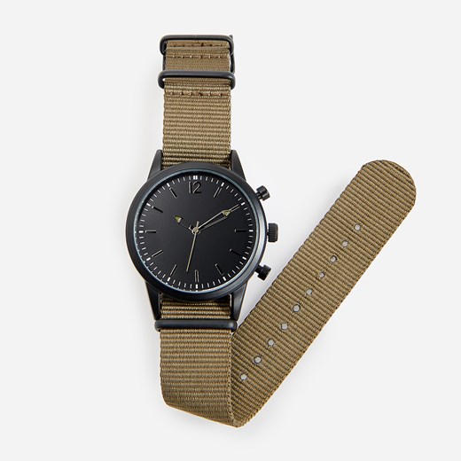 Reserved - Zegarek na materiałowym pasku - Khaki Reserved ONE SIZE wyprzedaż Reserved