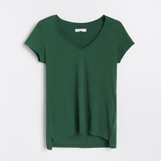 Reserved - T-shirt z bawełny organicznej - Khaki Reserved L Reserved