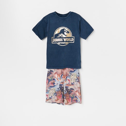 Reserved - Bawełniana piżama Jurassic Park - Szary Reserved 134/140 wyprzedaż Reserved