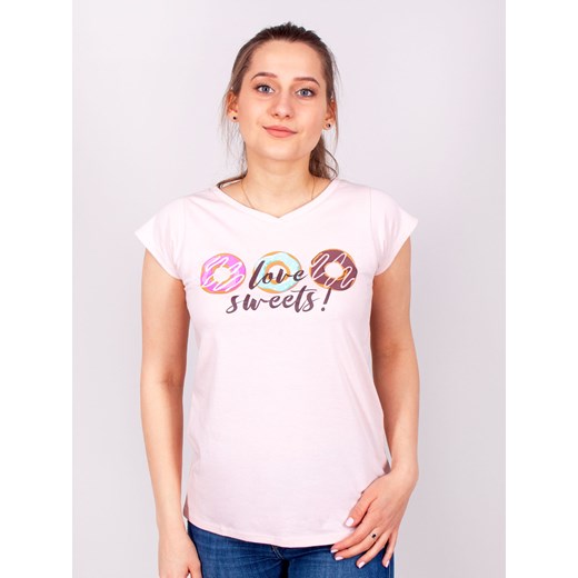 Podkoszulka t-shirt bawełniany damski jasny róż sweets  S Yoclub S YOCLUB
