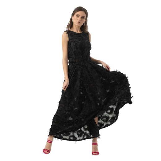 Sukienka My Image Art z długim rękawem z okrągłym dekoltem czarna 