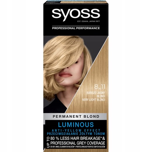Permanent Blond farba do włosów trwale koloryzująca 8_11 Bardzo Jasny Blond Syoss 1sztuka perfumgo.pl