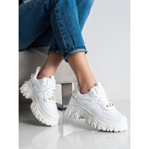 BIAŁE SNEAKERSY Z PEREŁKAMI Shelovet 38 zoio.pl