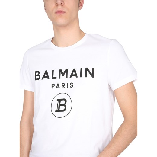 Biały t-shirt męski BALMAIN z krótkim rękawem 