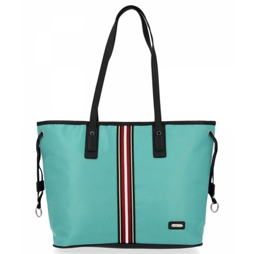 Shopper bag David Jones na wakacje ze skóry ekologicznej duża matowa