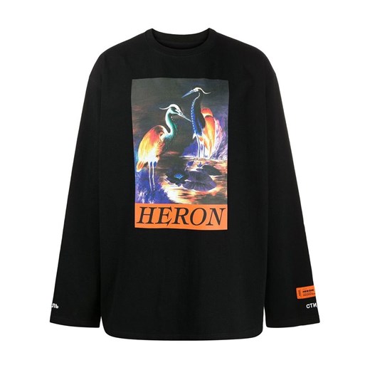 T-shirt męski Heron Preston młodzieżowy z bawełny z długim rękawem 