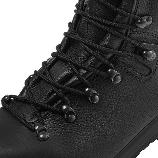 Buty zimowe męskie czarne Protektor S.A. na zimę sznurowane z gumy 