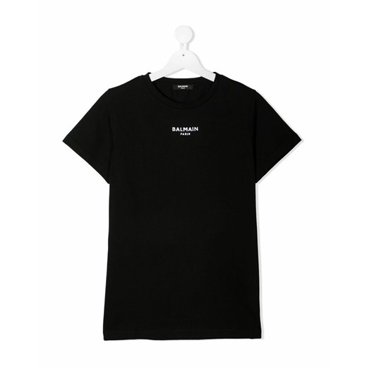 T-shirt chłopięce BALMAIN z krótkimi rękawami czarny z haftem 