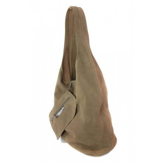 Worek zamszowy Shopper Bag , Włoska skórzana torba XL A4  Beż ciemny  W456TT2 Kemer Bagażownia.pl promocyjna cena