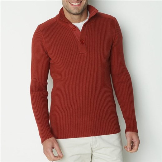 Sweter półgolf na guziki, bawełna 100% la-redoute-pl czerwony guziki