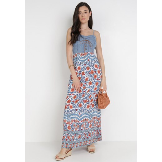 Biało-Niebieska Sukienka Aelaxaura ze sklepu Born2be Odzież w kategorii Sukienki - zdjęcie 114661060