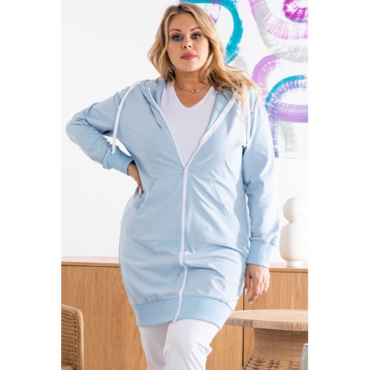 Bluza dresowa XXL długa z kapturem NORBERTA błękitna Plus Size karko.pl