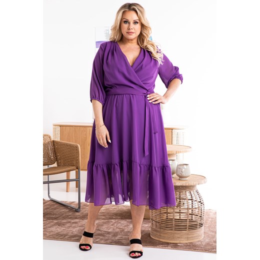 Sukienka z długimi rękawami elegancka midi na lato