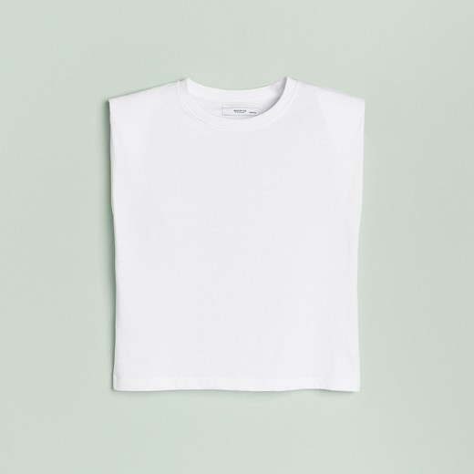 Reserved - T-shirt z poduszkami na ramionach - Biały Reserved 140 Reserved