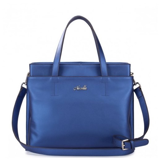 Pojemna torba niebieski wizytowe-torebki-pl niebieski bez wzorów/nadruków