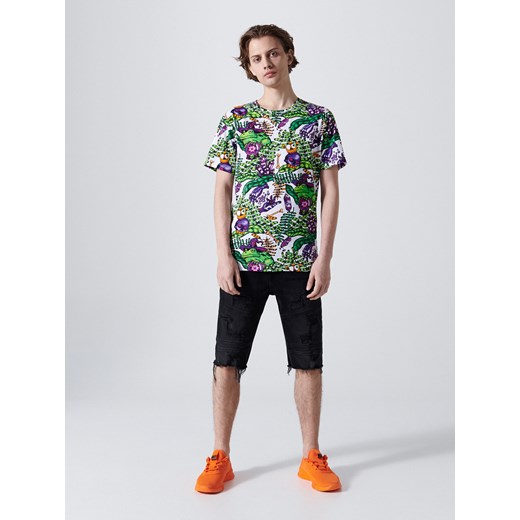 Cropp - Koszulka z nadrukiem all over - Biały Cropp XL Cropp
