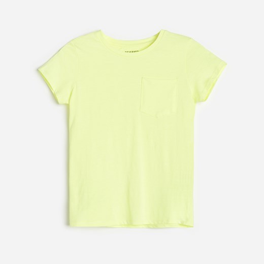 Reserved - Neonowy t-shirt z kieszonką - Żółty Reserved 110 Reserved