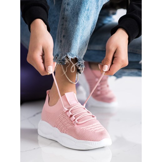 Buty sportowe damskie CzasNaButy sneakersy płaskie różowe 