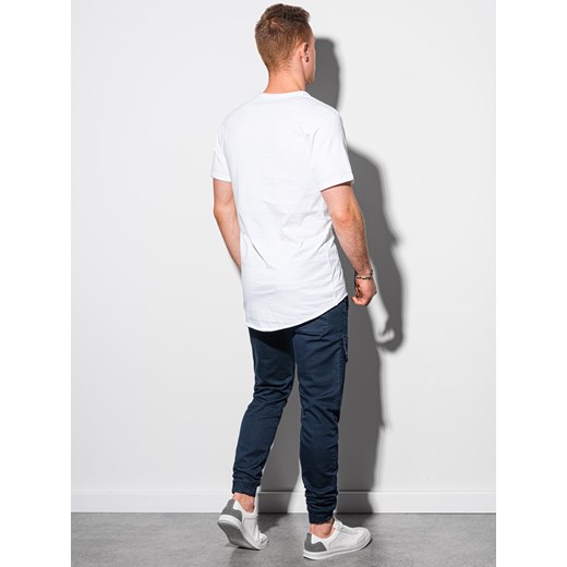 T-shirt męski bawełniany S1378 - biały XL ombre