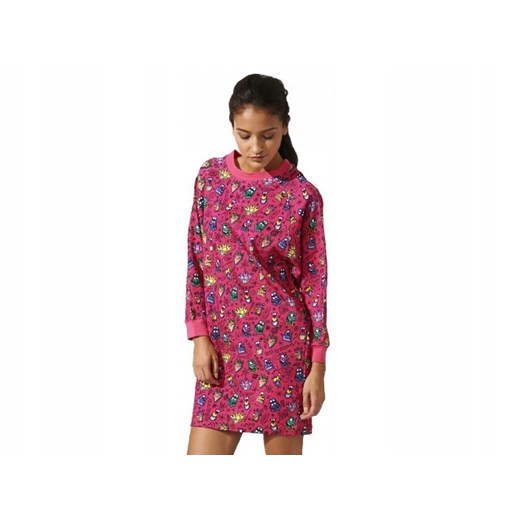 Sukienka Adidas różowa mini dresowa na spacer oversize